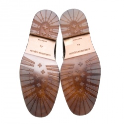 Pre Owned Alexander McQueen Black Brogue Leather Wingtip Buckle Biker Boots Size 44