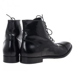 Pre Owned Alexander McQueen Black Cap Toe Boots Size 43