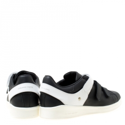 Pre Owned Alexander McQueen Monochrome Leather Velcro Sneakers Size 45
