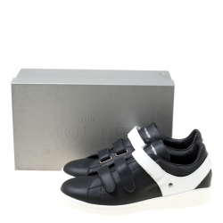 Pre Owned Alexander McQueen Monochrome Leather Velcro Sneakers Size 45