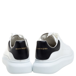 Alexander McQueen White And Black Leather Oversized Low Top Sneakers Size 46