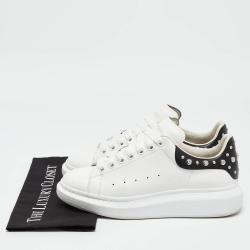 Alexander McQueen Black/White Leather Oversized Studded Low Top Sneakers Size 42.5