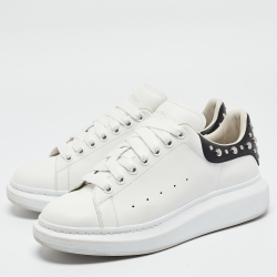 Alexander McQueen Black/White Leather Oversized Studded Low Top Sneakers Size 42.5