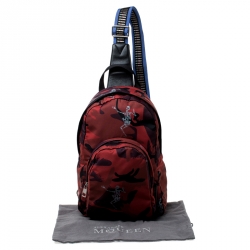 Alexander McQueen Red Camo Nylon Dancing Skeleton Backpack