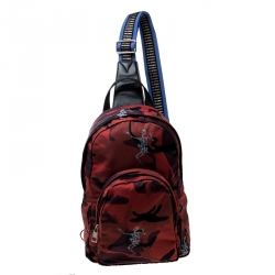 Alexander McQueen Red Camo Nylon Dancing Skeleton Backpack