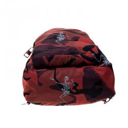 Alexander McQueen Red Camo Nylon Dancing Skeleton Backpack