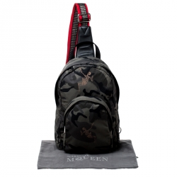 Alexander McQueen Camo Nylon Dancing Skeleton Backpack