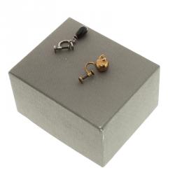 Alexander McQueen Gold Tone Skull & Silver Tone Black Drop Set of 2 Earrings 