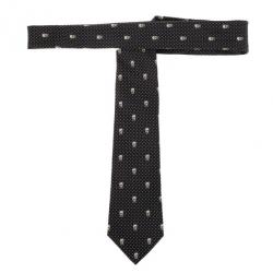 Pre Owned Alexander McQueen Black Woven Skull Silk Tie