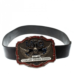 McQ by Alexander McQueen Black Leather Belt 90 CM