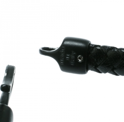 Pre Owned Alexander McQueen Skull Black Charm Woven Leather Hook Bracelet