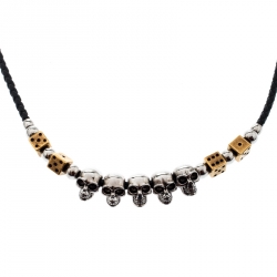 Pre Owned Alexander McQueen Skull Dice Charm Leather Cord Necklace