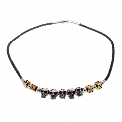 Pre Owned Alexander McQueen Skull Dice Charm Leather Cord Necklace