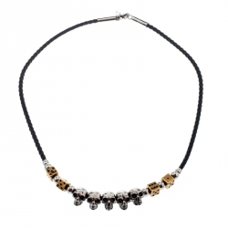 Pre Owned Alexander McQueen Skull Dice Charm Leather Cord Necklace