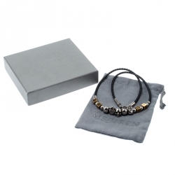 Pre Owned Alexander McQueen Skull Dice Charm Leather Cord Necklace