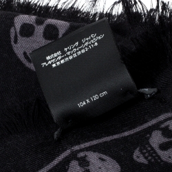 Alexander McQueen Black & Grey Skull Print Cashmere Scarf