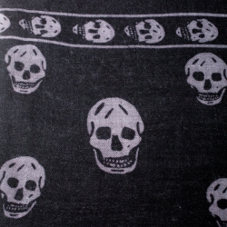 Alexander McQueen Black & Grey Skull Print Cashmere Scarf