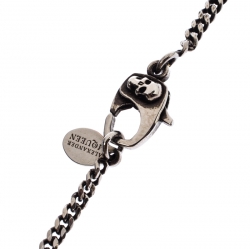 Pre Owned Alexander McQueen Silver Tone Snake Tag Necklace
