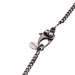 Pre Owned Alexander McQueen Silver Tone Snake Tag Necklace