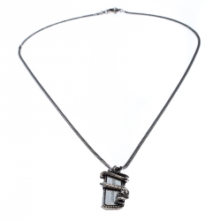 Pre Owned Alexander McQueen Silver Tone Snake Tag Necklace
