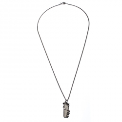 Pre Owned Alexander McQueen Silver Tone Snake Tag Necklace