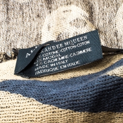 Alexander McQueen Grey Skull Pattern Jacquard Triangle Fringed Scarf
