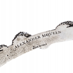 Pre Owned Alexander McQueen Antique Silver Tone Skull Snake Bar Bracelet