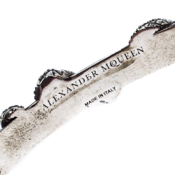 Alexander McQueen Antique Silver Tone Skull Snake Bar Bracelet