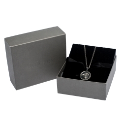 Pre Owned Alexander McQueen Crow & Skull Motif Medallion Silver Tone Long Necklace