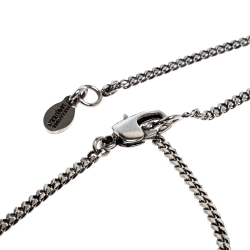 Pre Owned Alexander McQueen Crow & Skull Motif Medallion Silver Tone Long Necklace