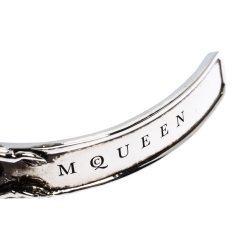 Alexander McQueen Dancing Skeleton Silver Tone Open Cuff Bracelet M