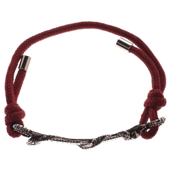 Pre Owned Alexander McQueen Red Snake and Horse Cord Adjustable Bracelet