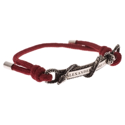 Pre Owned Alexander McQueen Red Snake and Horse Cord Adjustable Bracelet