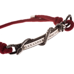 Pre Owned Alexander McQueen Red Snake and Horse Cord Adjustable Bracelet