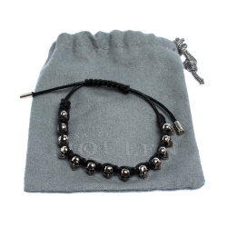 Pre Owned Alexander McQueen Skull Charm Silver Tone Bracelet