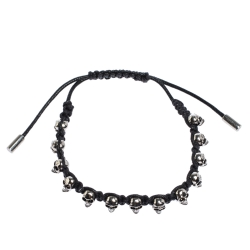 Pre Owned Alexander McQueen Skull Charm Silver Tone Bracelet