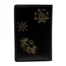 Alexander McQueen Black Printed Patent Leather Card Holder