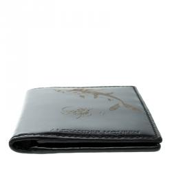 Alexander McQueen Black Printed Patent Leather Card Holder