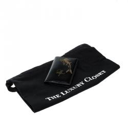 Alexander McQueen Black Printed Patent Leather Card Holder