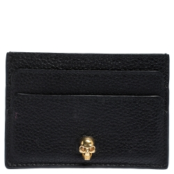 Alexander McQueen Black Leather Skull Card Holder