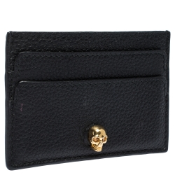 Alexander McQueen Black Leather Skull Card Holder