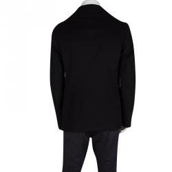 Pre Owned Alexander McQueen Black Wool Cashmere Double Breasted Coat L