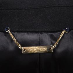 Pre Owned Alexander McQueen Black Wool Cashmere Double Breasted Coat L