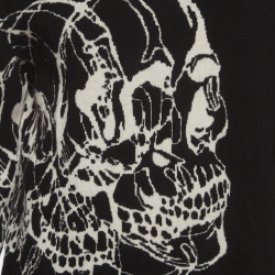 Pre Owned Alexander McQueen Black Skull Intarsia Wool Crewneck Sweater L