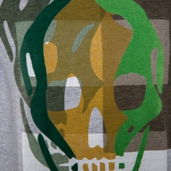 Pre Owned Alexander McQueen Grey Flocked Skull Print Sweatshirt L