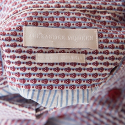 Pre Owned Alexander McQueen Mini Skull Print Striped Cotton Poplin Short Sleeve Shirt M