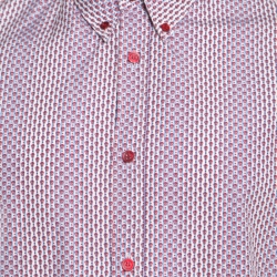 Pre Owned Alexander McQueen Mini Skull Print Striped Cotton Poplin Short Sleeve Shirt M