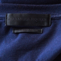 Pre Owned Alexander McQueen Navy Blue Skull and Ivy Printed Cotton T-Shirt L