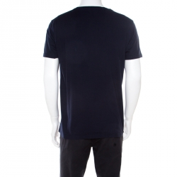 Pre Owned Alexander McQueen Navy Blue Skull and Ivy Printed Cotton T-Shirt L