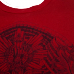 Pre Owned Alexander McQueen Red Skull Printed Cotton Crew Neck T-shirt S